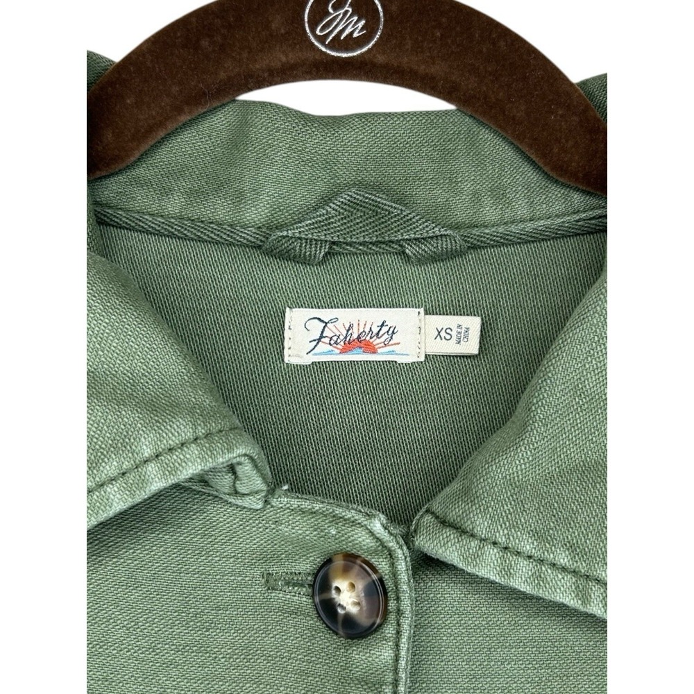 Faherty Savannah Stretch Cotton Utility Overshirt Jacket Fatigue Green XS - Picture 6 of 11